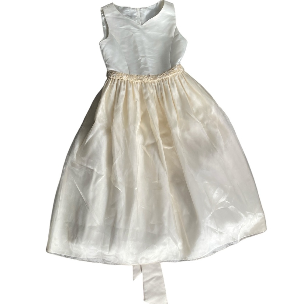 Cinderella White & Cream, Beaded Waist, Girls Dress-up/Flower Girl Dress size 7